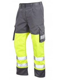 Leo Bideford Yellow/Grey Polycotton Cargo Trousers - Tall